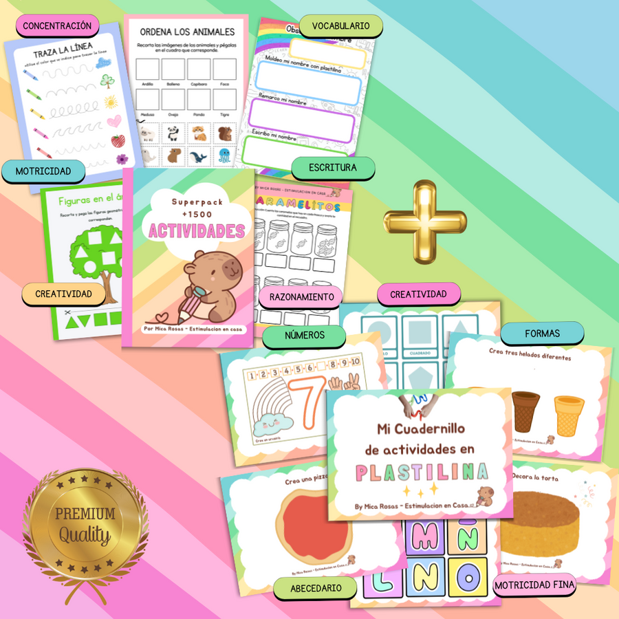 Súper pack de +1500 actividades educativas + Cuadernillo de Plastilina